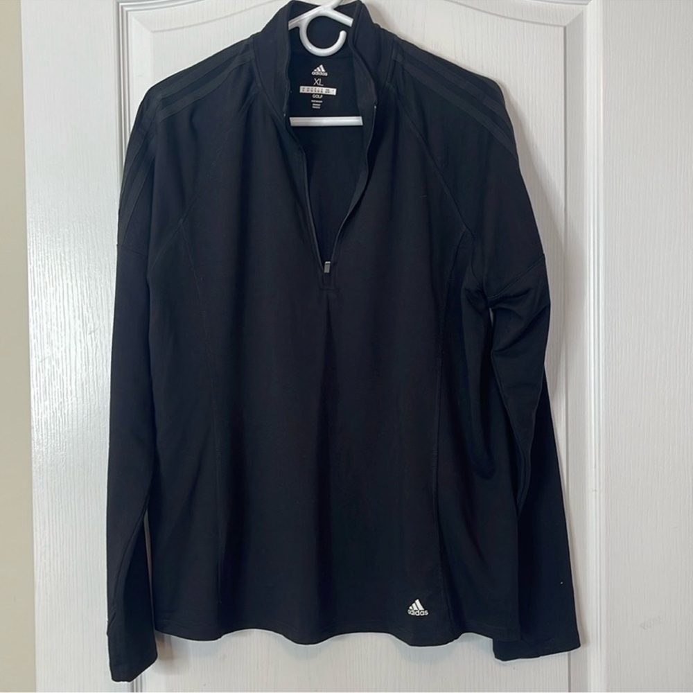 Adidas French Terry UPF50 Quarter Zip Golf Pullover Jacket Black XL